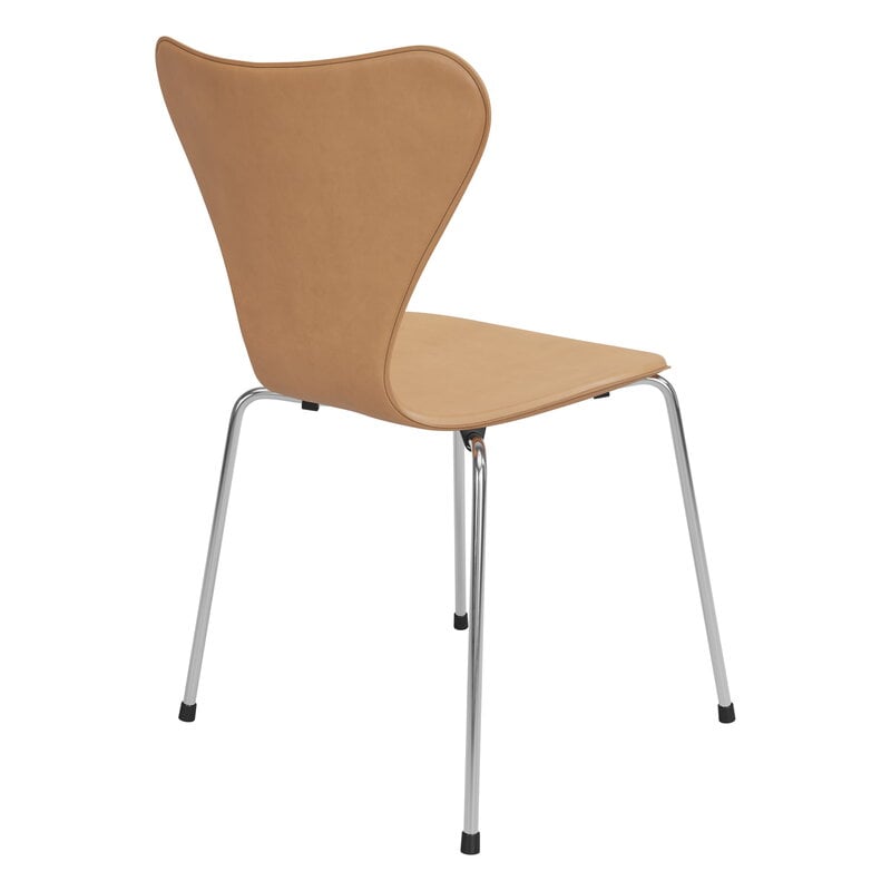 Fritz Hansen Series 7 3107 chair, Edge sewn, chrome - cuir écru chaud, image extra