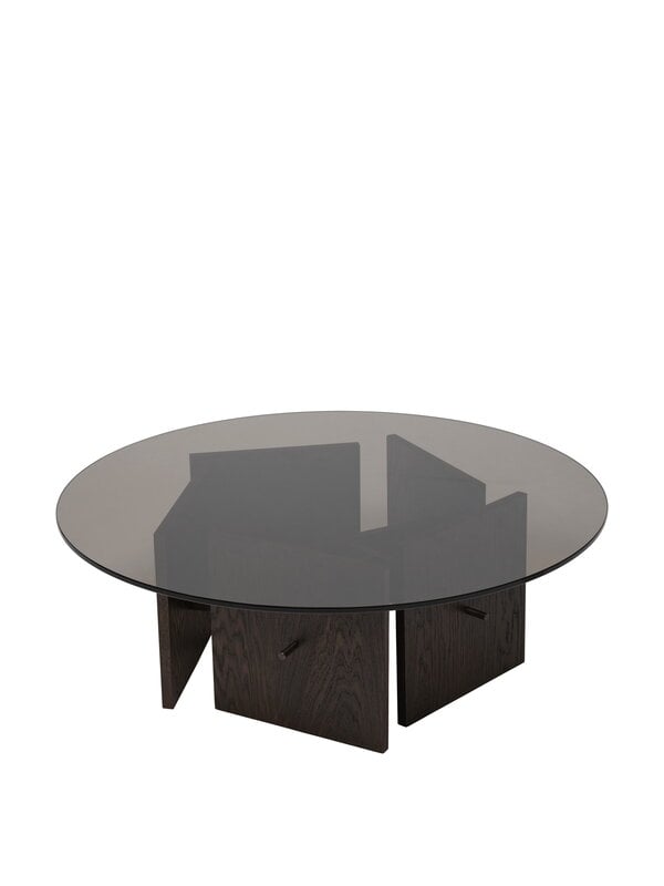 Ferm Living Aukko Couchtisch, getöntes Glas - dunkel gebeizte Eiche, extrabild