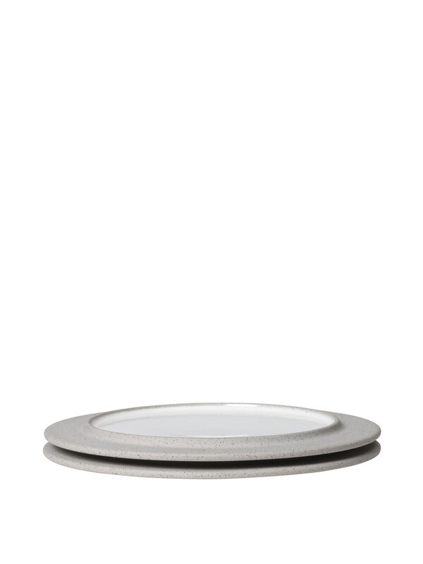 Ferm Living Sonae Dessertteller, 22 cm, Set aus 2, grau - weiß, extrabild