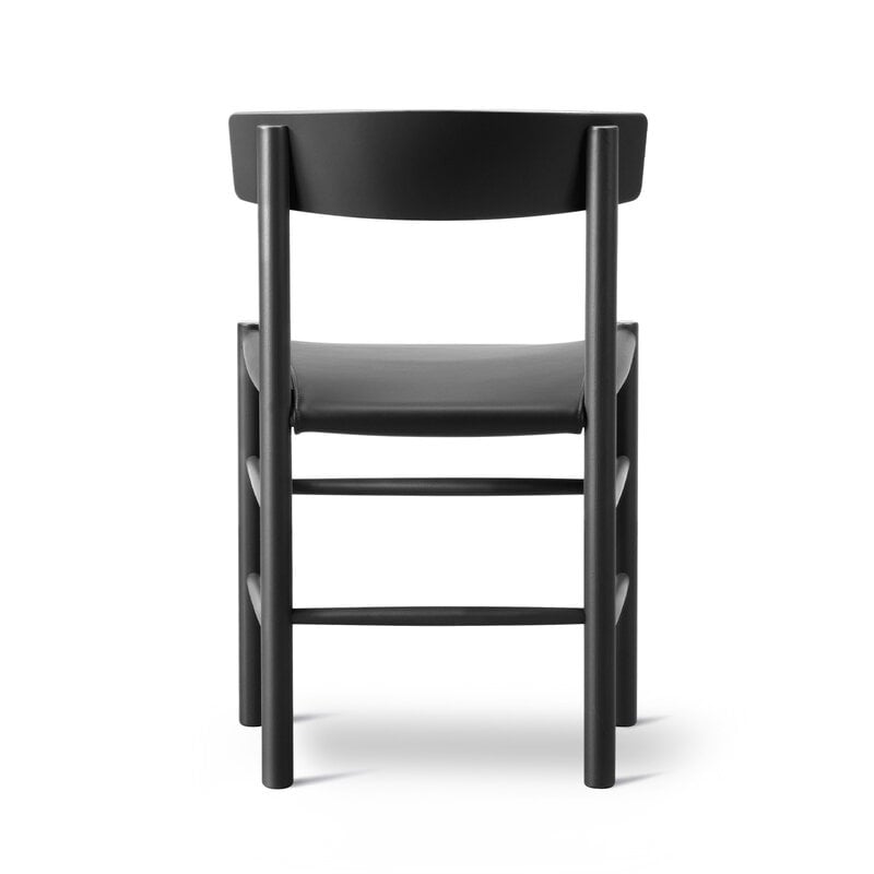 Fredericia J39 Mogensen chair, black lacquered beech - black leather Omni 301, extra image