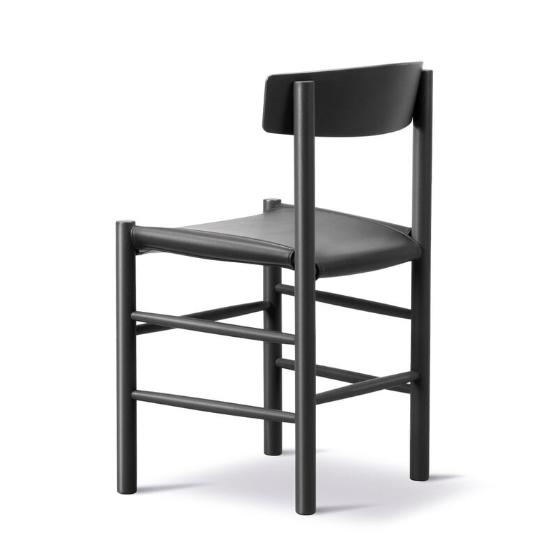 Fredericia J39 Mogensen chair, black lacquered beech - black leather Omni 301, extra image