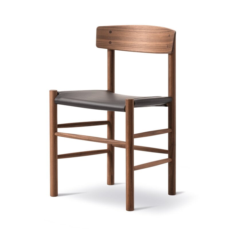 Fredericia J39 Mogensen chair, oiled walnut - dark brown leather