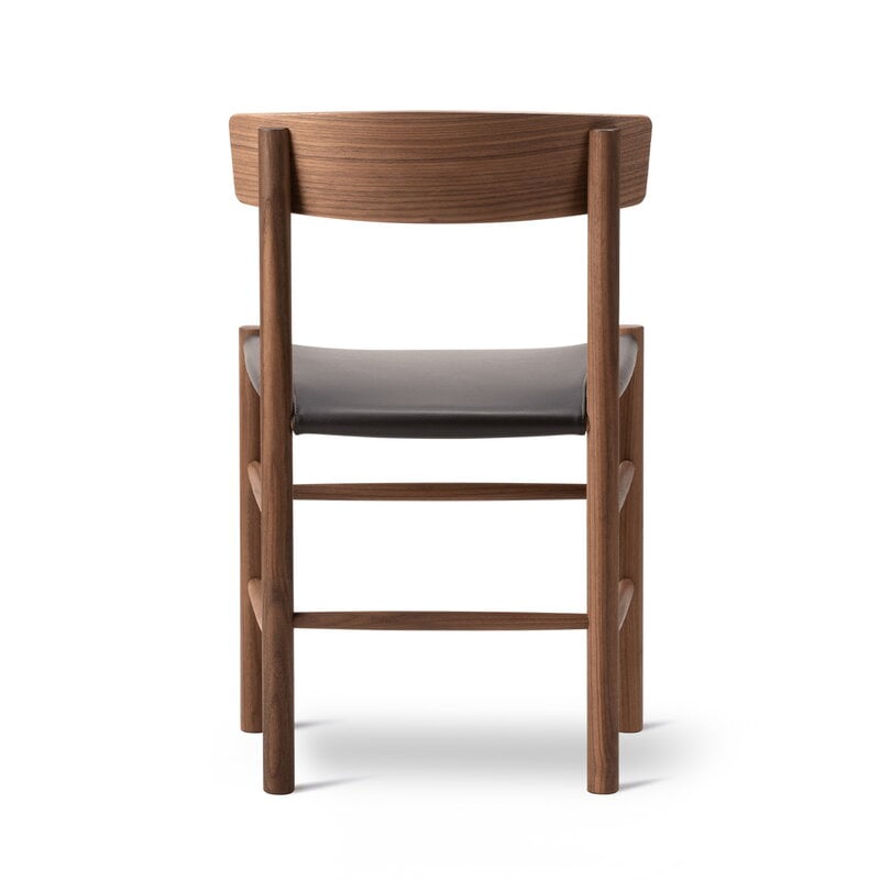 Fredericia J39 Mogensen chair, oiled walnut - dark brown leather Omni 377, extra image