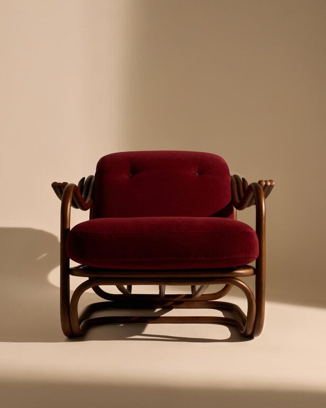 GUBI Fauteuil lounge Poltrona Tria, rotin foncé - Fustagno 006, image extra