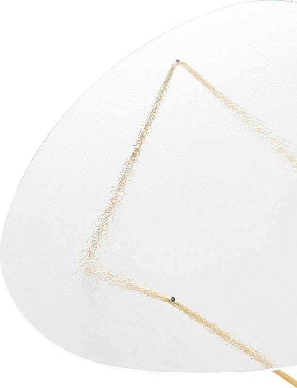 GUBI Pedrera coffee table, brass - transparent structured glass, extra image