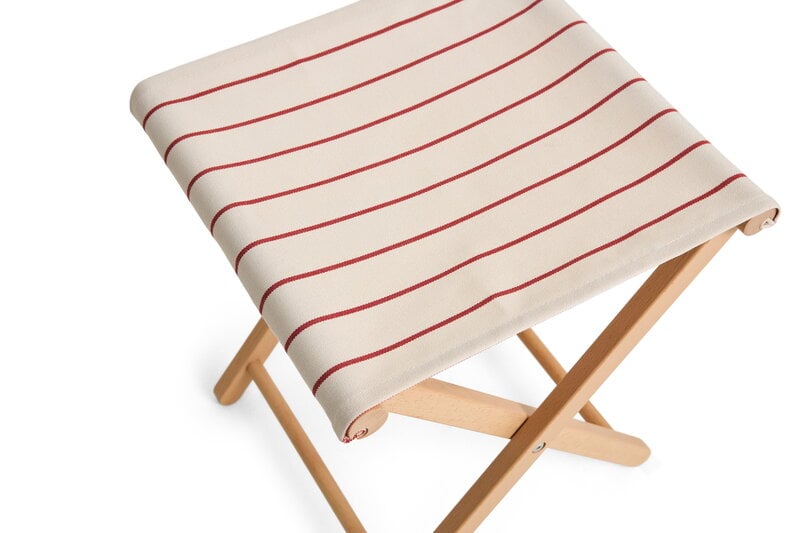 HAY Outdoor Market folding stool, beige - red stripe, extra image