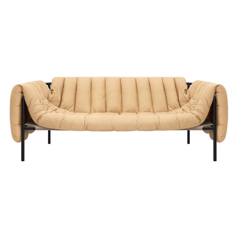 Hem Divano Puffy a 2,5 posti, pelle sabbia - acciaio grigio nero, immagine extra