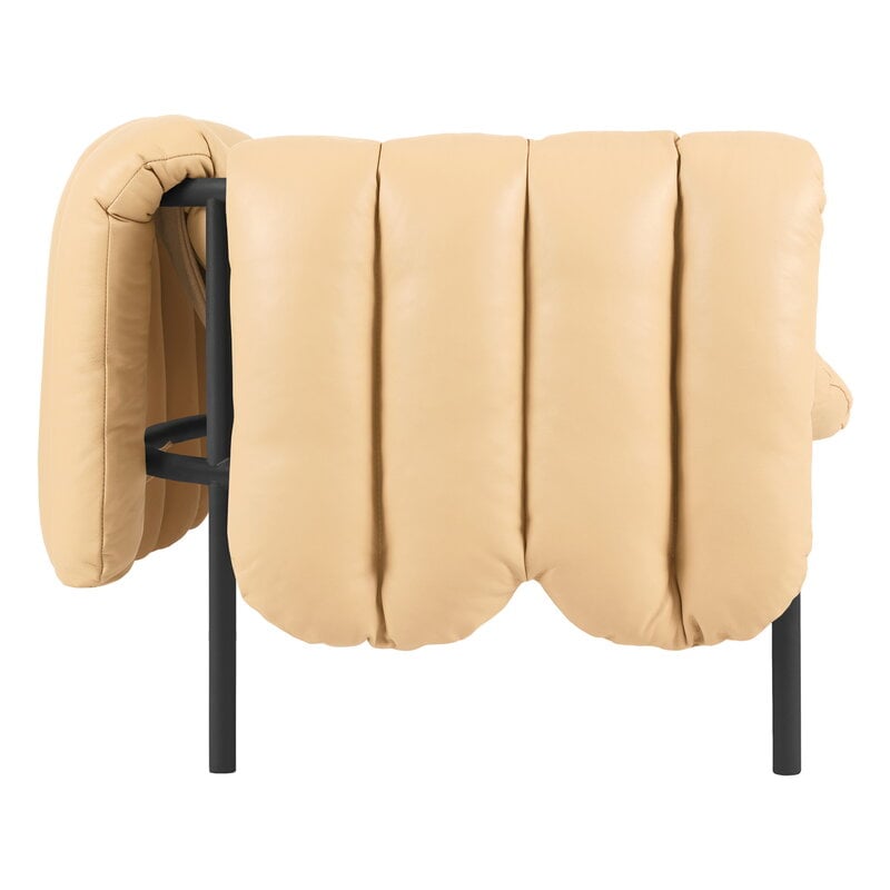Hem Divano Puffy a 2,5 posti, pelle sabbia - acciaio grigio nero, immagine extra