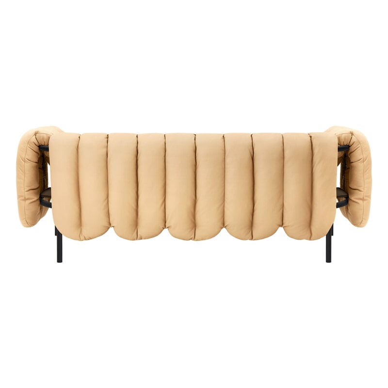Hem Divano Puffy a 2,5 posti, pelle sabbia - acciaio grigio nero, immagine extra