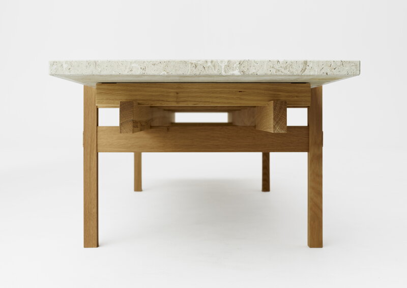 Karimoku Case N-CT01 coffee table, 48,5 x 150 cm, lacquered oak - marble, extra image