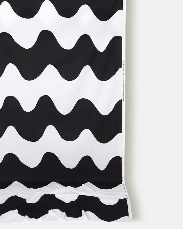 Marimekko Lokki cotton fabric, black - white | Finnish Design Shop