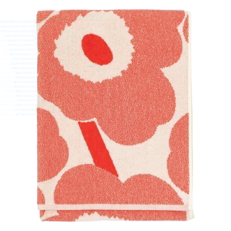 Marimekko Unikko bath towel, 70 x 150 cm, off-white - orange red
