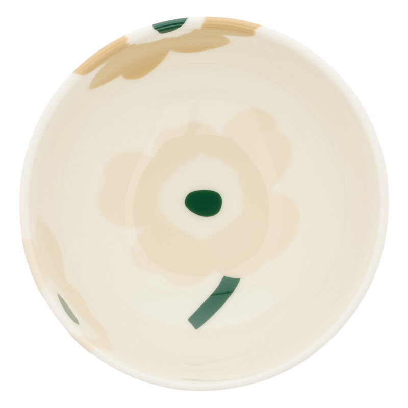 Marimekko Oiva - Unikko kulho, 3 dl, beige - valk. - vaalea hiekka - tummanvihreä, näkymä 2
