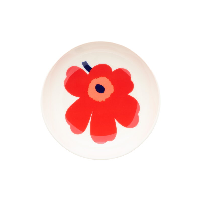Marimekko Oiva - Unikko lautanen, 13 cm, valkoinen - punainen - sininen, näkymä 3