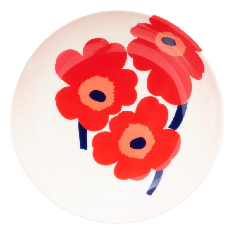 Marimekko Oiva - Unikko lautanen, 16 cm, valkoinen - punainen - sininen, näkymä 3