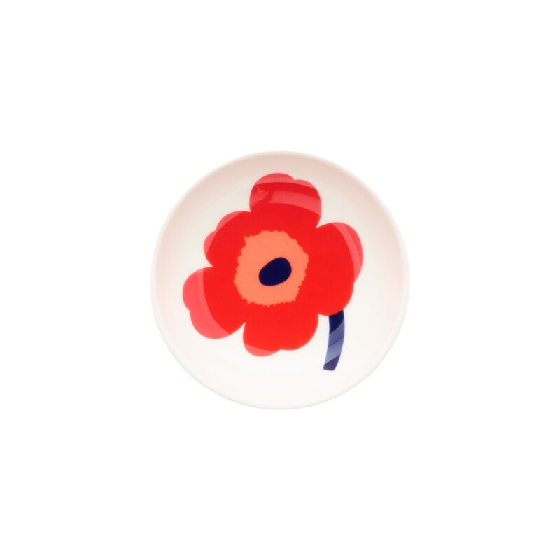 Marimekko Oiva - Unikko lautanen, 9 cm, valkoinen - punainen - sininen, näkymä 3