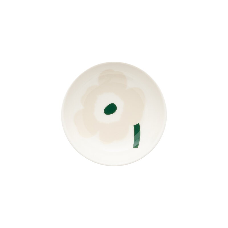 Marimekko Oiva - Unikko lautanen, 9 cm, beige - valk. - vaalea hiekka - tummanvihreä, näkymä 2