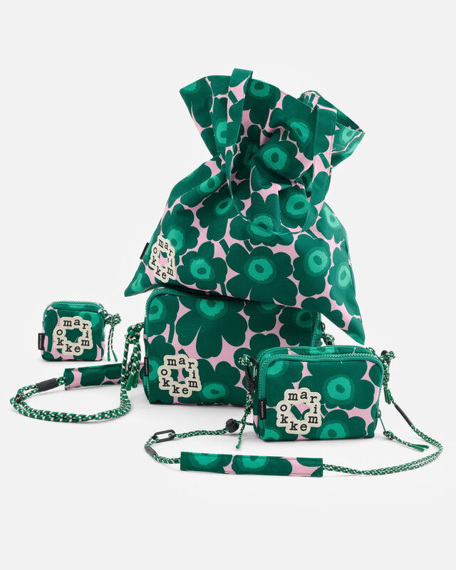 Marimekko Metka Mini Unikko Kioski shoulder bag, dark green - pink
