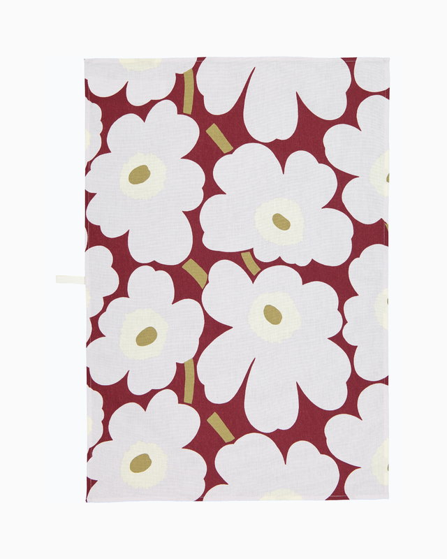 Marimekko Pieni Unikko Kitchen Towel 2 Pcs Dark Red Light Grey Off White Finnish Design Shop
