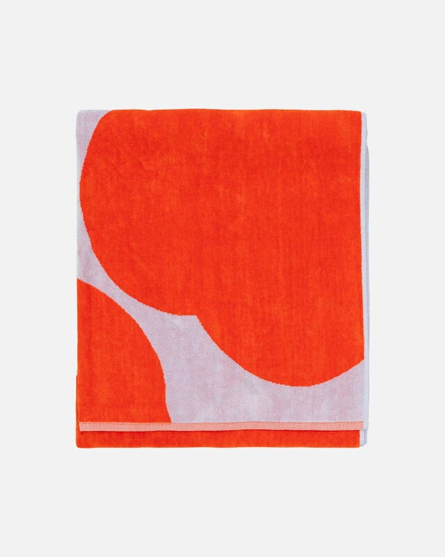 Marimekko Asciugamano da bagno Iso Unikko, 100 x 180 cm, blu lilla - rosso arancio, vista 2