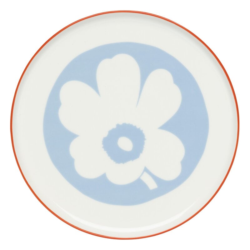 Marimekko Unikko serving dish, 24 cm, white - light blue - orange red, extra image