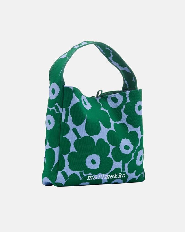 Marimekko Knitted Bag Large Unikko bag, dark green - blue, extra image