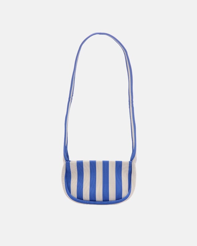 Marimekko Knitted Crossbody Merirosvo olkalaukku, sininen - luonnonvalkoinen, tuotteen lisäkuva