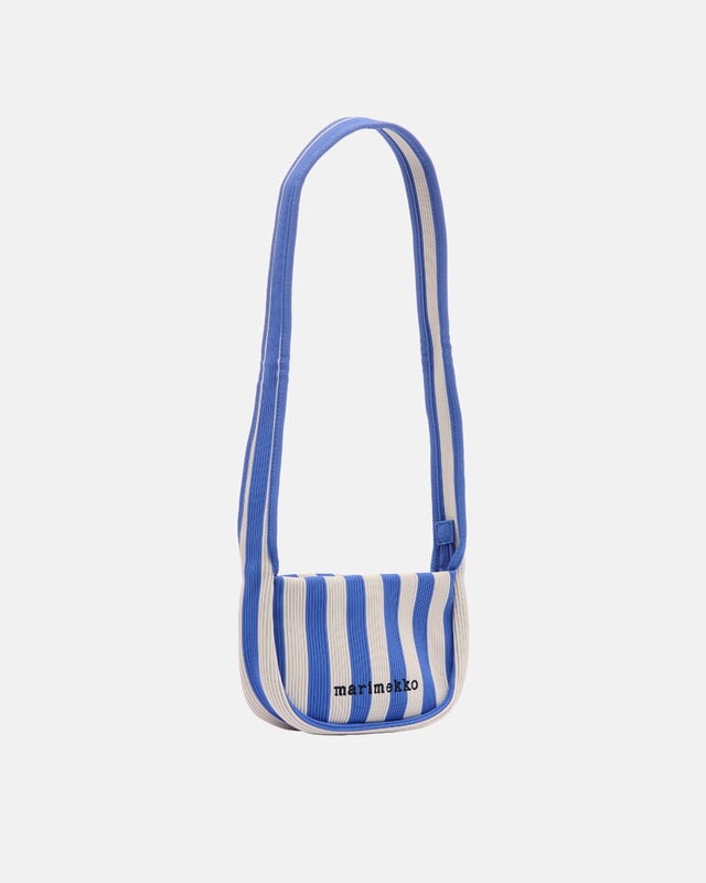 Marimekko Knitted Crossbody Merirosvo olkalaukku, sininen - luonnonvalkoinen, tuotteen lisäkuva