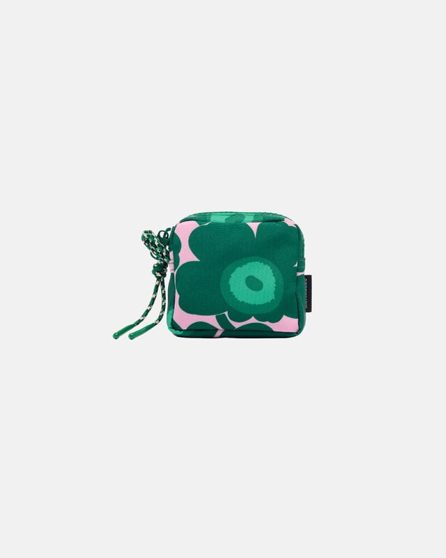 Marimekko Niekka Mini Unikko pussukka, tummanvihreä - pinkki - vihreä, tuotteen lisäkuva