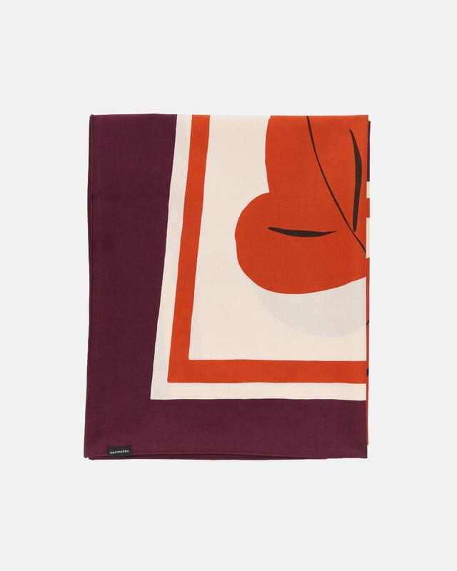 Marimekko Tovaglia Kukasta kukkaan, 140 x 140 cm, hay - prugna - bronzo - terracotta, vista 2