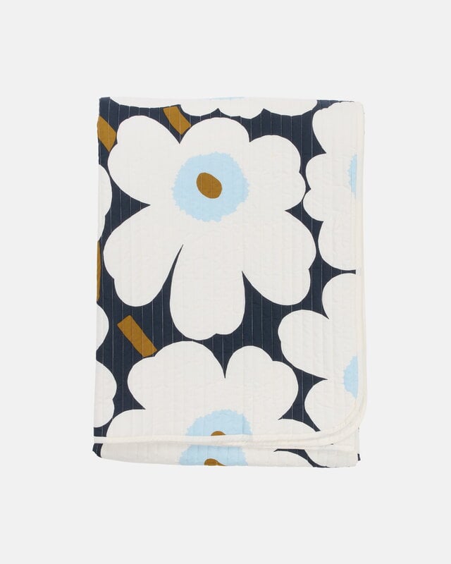 Marimekko Unikko bed cover, 260 x 260 cm, blueberry - off-white - cold blue, view 2