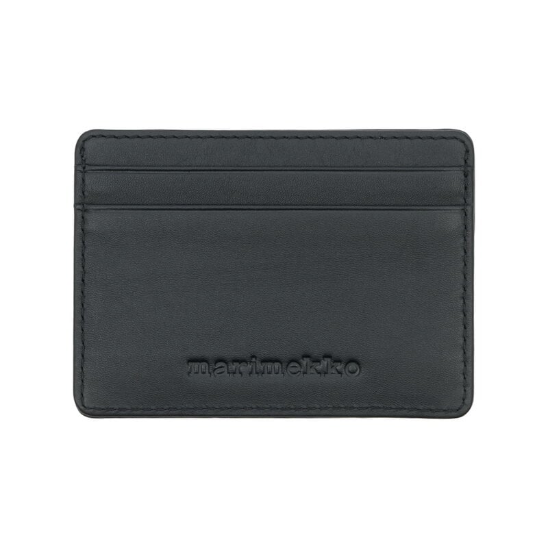 Marimekko Card holder Unikko, black leather | Finnish Design Shop