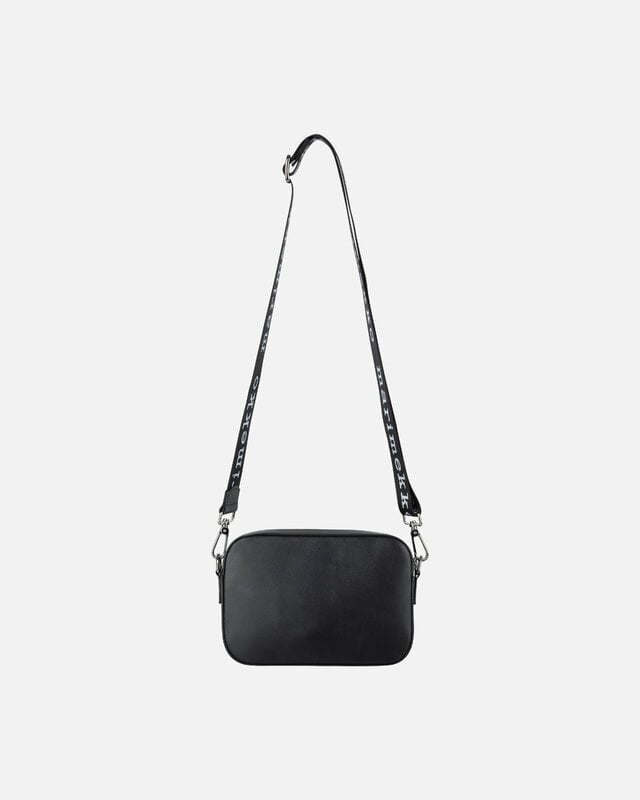 Marimekko Gratha Logo Strap olkalaukku, musta nahka, näkymä 3