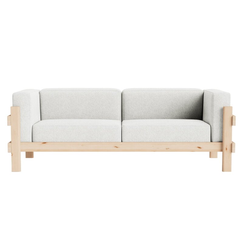 Normann Copenhagen Kube Sofa, 3-Sitzer, Kiefer - Hallingdal 110 hellgrau, extrabild