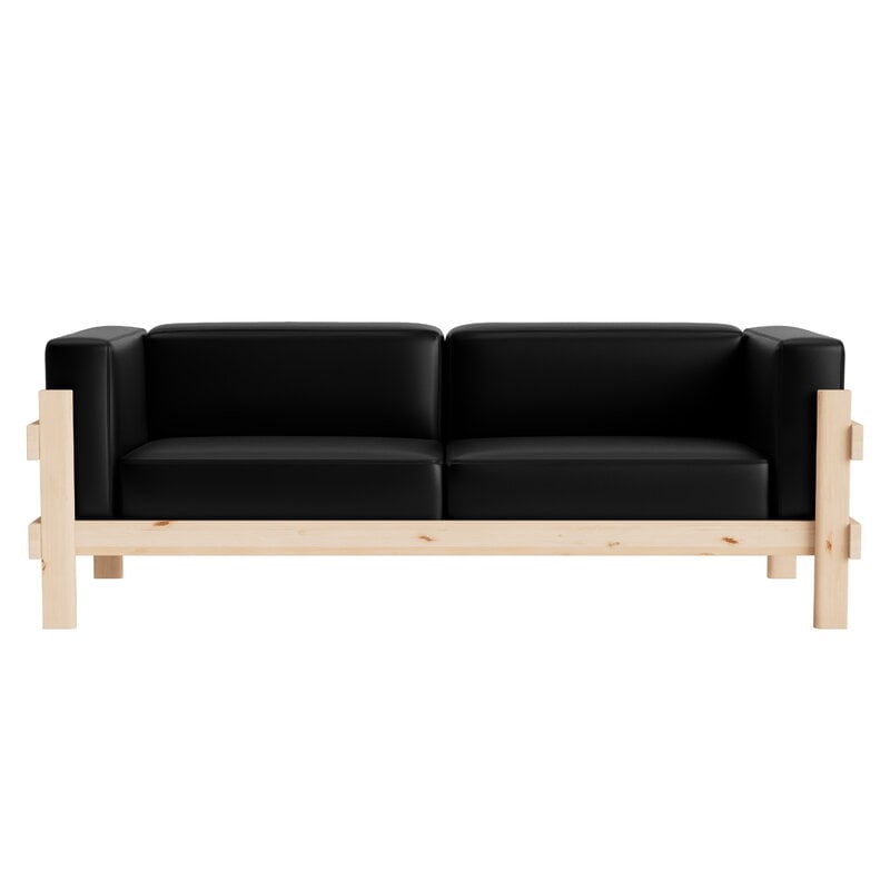 Normann Copenhagen Kube Sofa, 3-Sitzer, Kiefer - Ultra 41599 schwarzes Leder, extrabild