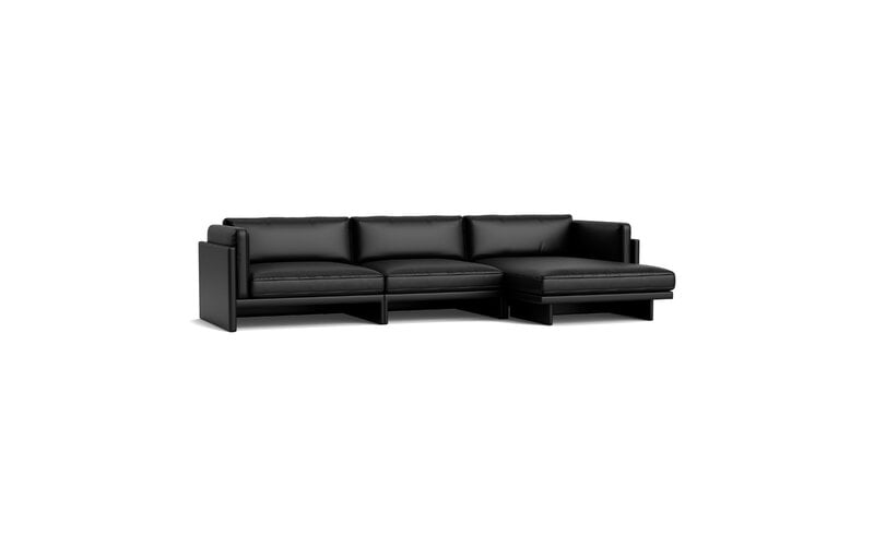 Normann Copenhagen Softy modular sofa, 4-seater, chaise lounge right, Ultra41599 black leather, extra image