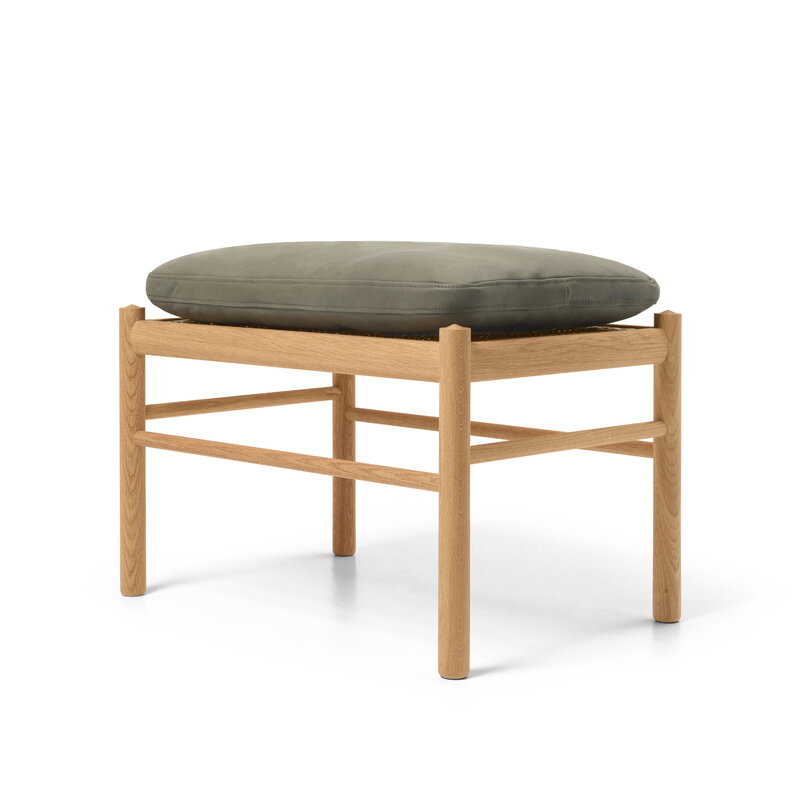 Carl Hansen & Søn OW149F Colonial footstool, oiled oak - Terra leather Jade, extra image