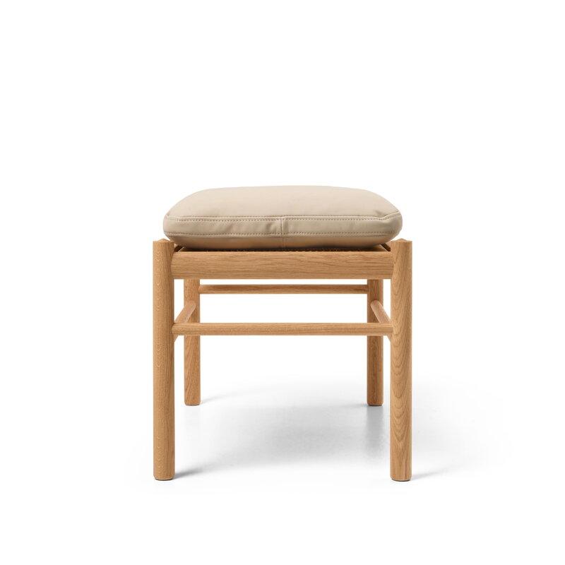Carl Hansen & Søn OW149F Colonial footstool, oiled oak - Terra leather Lime, extra image