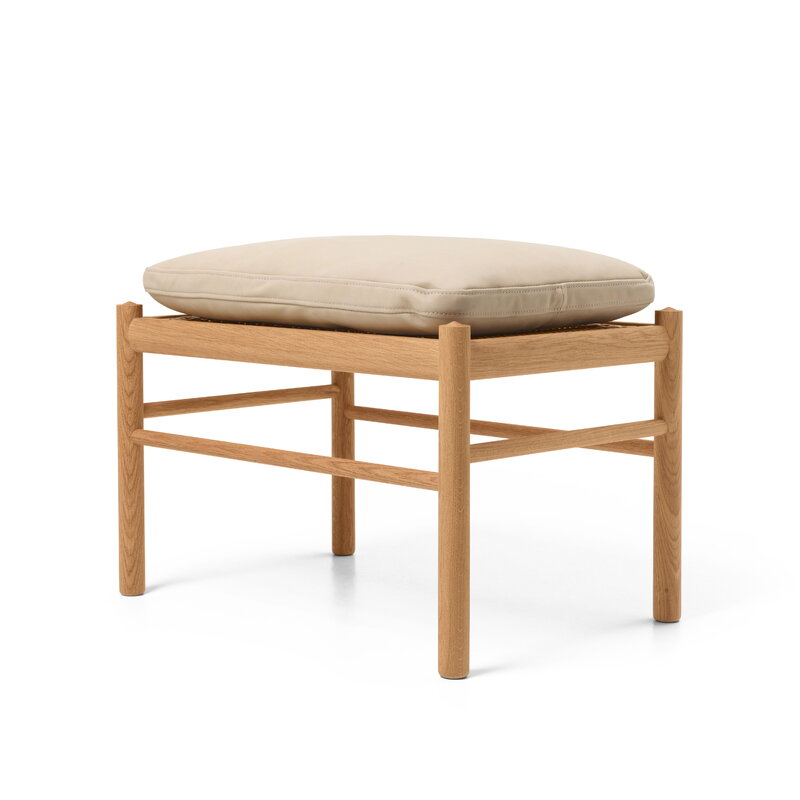 Carl Hansen & Søn OW149F Colonial footstool, oiled oak - Terra leather Lime, extra image