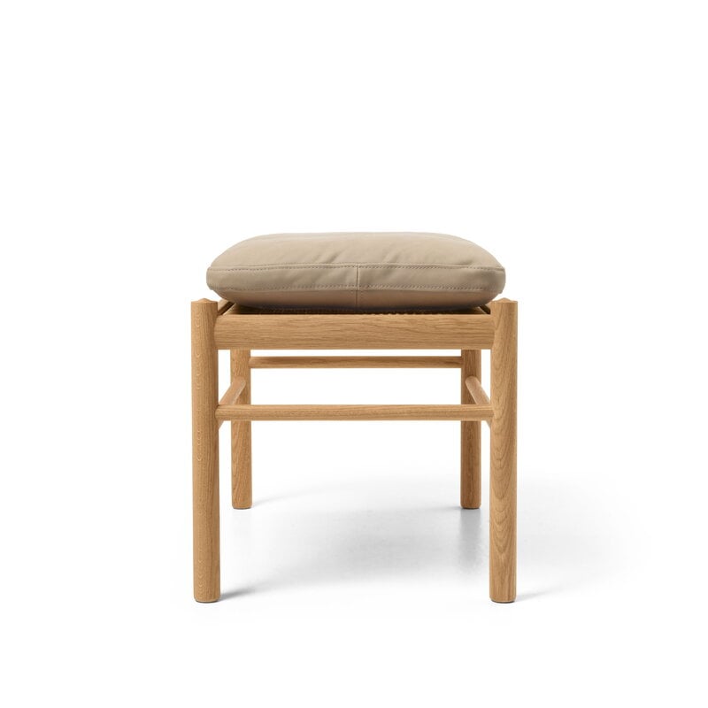 Carl Hansen & Søn OW149F Colonial footstool, oiled oak - Terra leather Marble, extra image