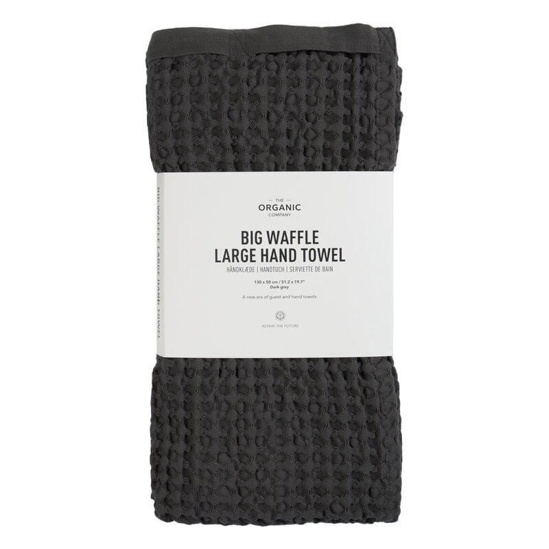 The Organic Company Big Waffle hand towel, 50 x 130 cm, dark grey