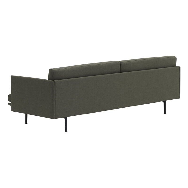 Muuto Outline Sofa, 3-Sitzer, schwarzes Metall - Fiord 961, extrabild