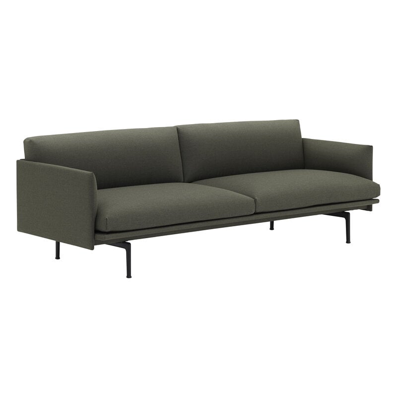 Muuto Outline Sofa, 3-Sitzer, schwarzes Metall - Fiord 961, extrabild