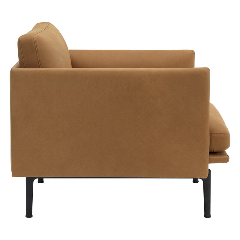 Muuto Fauteuil Outline, métal noir - Refine cuir cognac, image extra