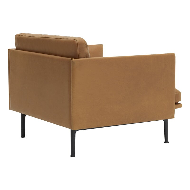 Muuto Fauteuil Outline, métal noir - Refine cuir cognac, image extra