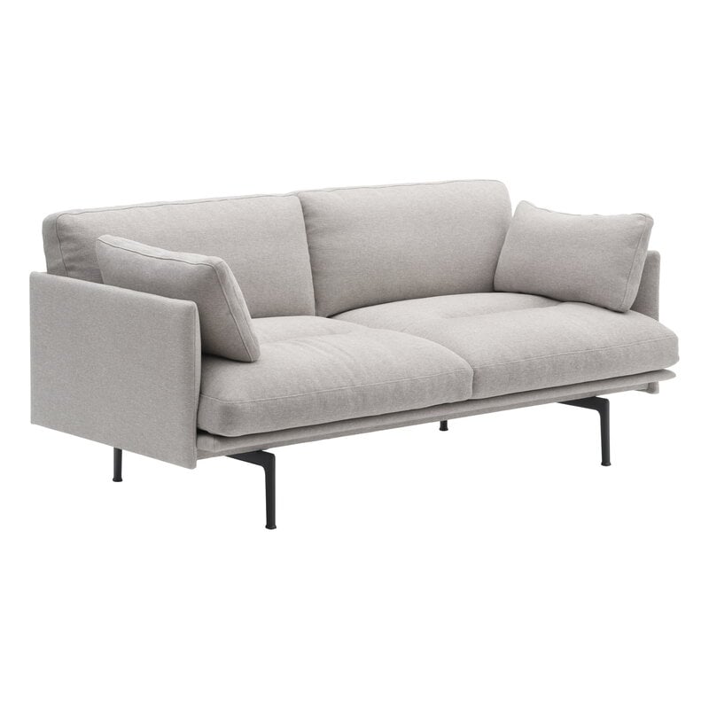 Muuto Outline Soft divano, 2 posti, nero - Clay 12 grigio chiaro, immagine extra