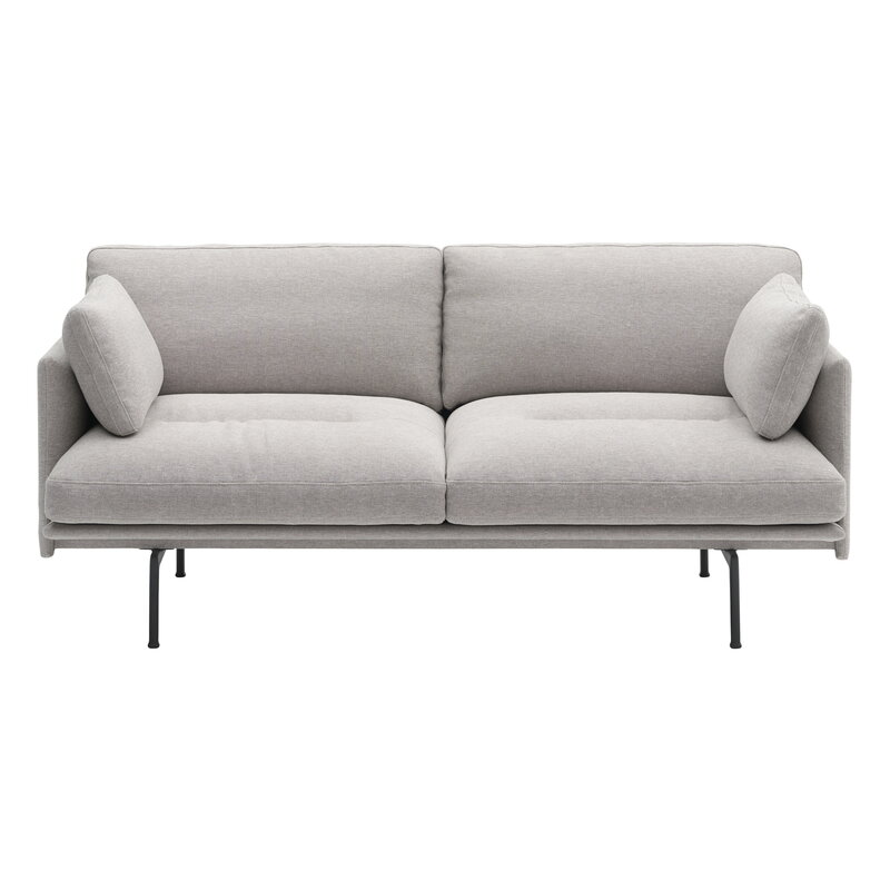 Muuto Outline Soft divano, 2 posti, nero - Clay 12 grigio chiaro, immagine extra