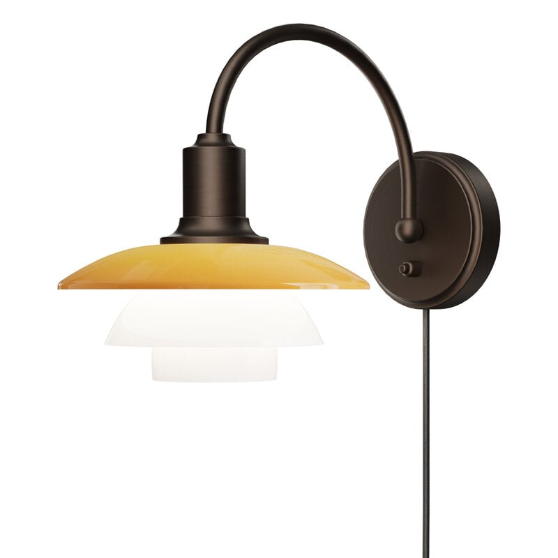 Louis Poulsen PH 2/2 seinävalaisin, Centenary Edition, aged brass - amber - opal white, näkymä 3
