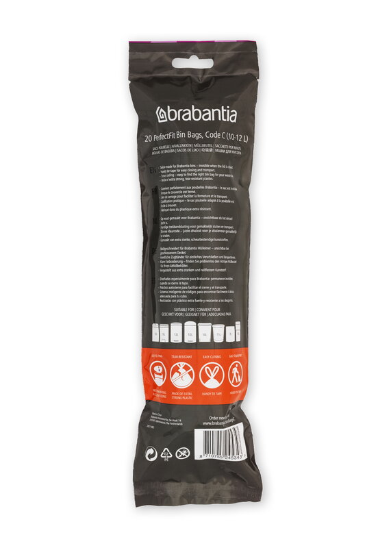 Brabantia PerfectFit sac poubelle recyclé 10-12 l 20 pièces