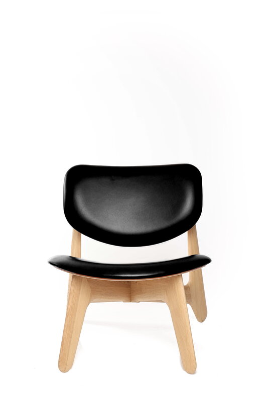 Tom Dixon Slab Lounge Chair, lackierte Eiche - schwarzes Leder, extrabild